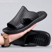 2023 New Summer Trending Slippers Men Slippers Luxury nd Leather Soft MenBeach Shoes Outdoor Non-slip Rubber Flip Flops Men