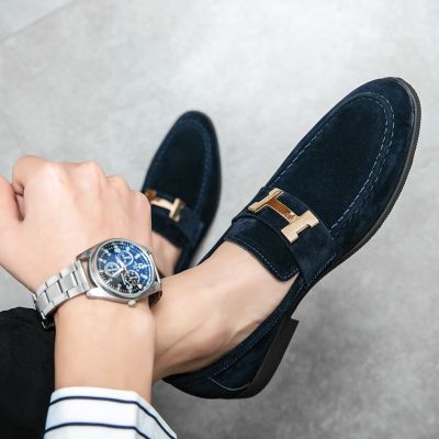 Luxury shoes Classic Slip-On Men Shoes Walking Loafers Suede Leather Comfortable Mens Casual Shoes Genuine Nubuck Shoes