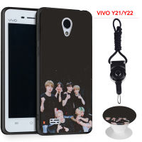 เคสโทรศัพท์ BTS,สำหรับ VIVO Y21/Y22 // Y25เคสซิลิโคนแบบนิ่มมีแหวนลายเดียวกันและเชือก