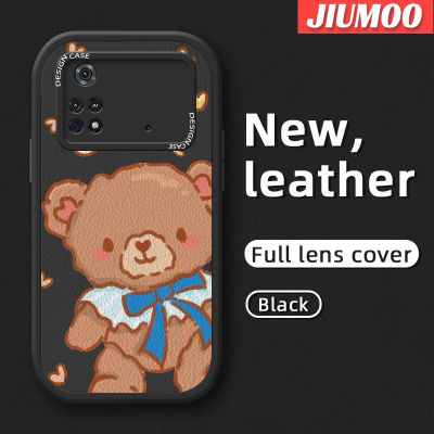 เคส JIUMOO สำหรับ Xiaomi Poco M4 Pro 5G Redmi Note 11T 5G Note 11S 5G เคสการ์ตูนน้อยน่ารักหมีแฟชั่นดีไซน์ใหม่เคสโทรศัพท์ซิลิโคนแบบหนังนิ่มคลุมเต็มรูปแบบเคสป้องกันเลนส์กล้องเคสกันกระแทกลวดลาย