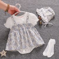 Age of baby girls summer princess baby clothes suits summer two-piece brim fashionable bag fart princess dress