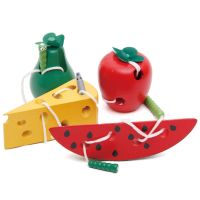 【CC】 Kids Educational Fun Worm Eat Fruit Wood Threading Board Children Early Gifts