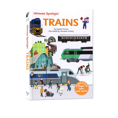 English original ultimate spotlight trains series train flipping mechanism operation picture book childrens English Enlightenment cognition hardcover cardboard childrens interesting toy picture book