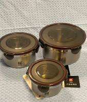 ZWILLING Antibacterial 316สแตนเลส3ชิ้น Crisper ภาชนะบรรจุพร้อมฝา Set Wadah