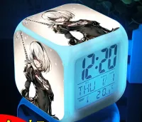 【✱2023 HOT✱】 ManYue Fashion Nier: Automata 2b Yorha 7เปลี่ยนสีได้ดิจิตอล Usb อะนิเมะนาฬิกา Led นาฬิกาปลุก