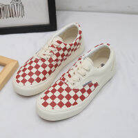 BEAUTY SHOES?? รองเท้าผ้าใบ Checkerboard คุณภาพสูง รองเท้าผู้ชายและผู้หญิง สไตล์อังกฤษ รองเท้าส้นแบนลำลอง