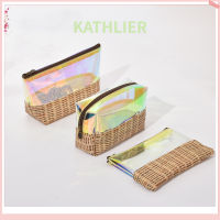 KATHLIER Canvas Waterproof Transparent Cosmetic Bags Storage Pouch Makeup Case Toiletry Bag