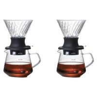 2X 600ML Immersion Dripper Switch Glass for pour Over Coffee Maker V Shape Drip Coffee Dripper and Filters