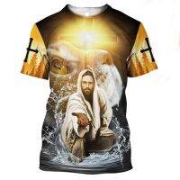 Animal Lion  Mens 3D Print T-shirts Christian Catholic Jesus  Summer Loose Short Sleeve Harajuku Hip Hop Tops Tees Drop Shippin