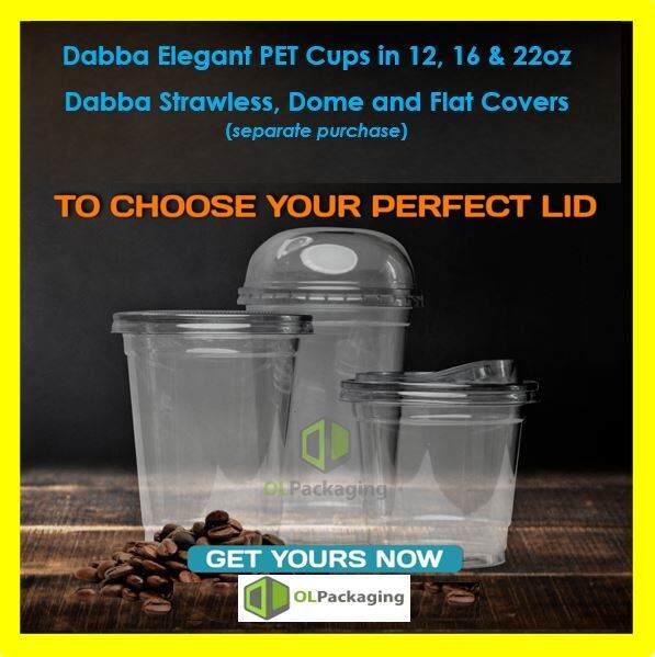 50pcs Dabba Plastic Cups, Straw Less & Flat Lids 95mm Lazada PH