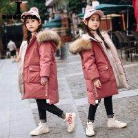 [Childrens clothing] 2022แจ็คเก็ตยาวเด็กผู้หญิงให้ความอบอุ่นสำหรับเด็กผู้หญิงวัยรุ่นมีฮู้ดคอเสื้อขนสัตว์แฟชั่นชุดกันหิมะเสื้อโค้ทปาร์ก้าเสื้อผ้าเสื้อนอกเด็ก4 13Y