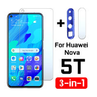 3-in-1 กล้องกระจกนิรภัยสำหรับหัวเว่ย nova5t 5 ครั้ง T5 ป้องกันหน้าจอกล้องแหวนและกระจกป้องกันบน nova5t 6.26 ของขวัญฟรีสำหรับหัวเว่ยเกียรติ 20