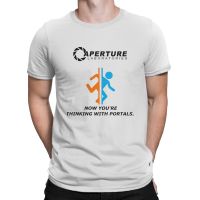 Men Thinking With Portals Aperture Science T Shirts Portal Pure Cotton Clothing Novelty Round Neck Tee Shirt Summer T-Shirts