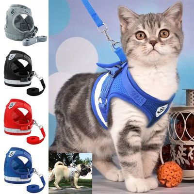 [HOT!] Thickened reflective cat harness leash breathable dog vest puppy durable traction belt kitten adjustable easy control collar