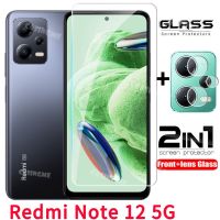 Redmi Note12ป้องกันหน้าจอกระจกนิรภัยแบบโค้ง5G 2023 2in 1คลุมทั้งหมดสำหรับ Redmi Note 12 5G 12Pro + Plus 4G RedmiNote12 5G โทรศัพท์ฟิล์มเลนส์กล้องแก้วป้องกัน