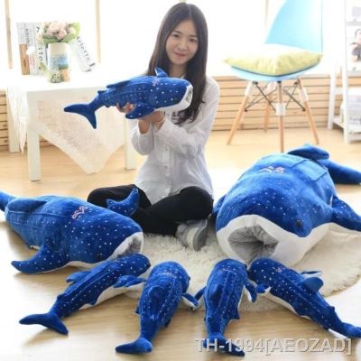 ﹍∋❃ AEOZAD 50-150cm novo tubarão azul brinquedos de pelúcia grande peixe pano boneca baleia recheado mar animais almofada crianças presente aniversário