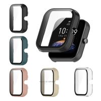 ﹉∏ Futerał ochronny dla Amazfit Bip 3 Bip3 Pro Smart Watch ekran ze szkła hartowanego pełne etui ochronne etui typu Bumper rama ochraniająca