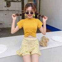 Swimming suit womens split skirt students conservative cover belly slimming boxer swimming class Japanese Korean ins hot spring outfit