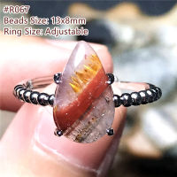 Natural Auralite 23 Quartz Ring For Women Men Cacoxenite Red Purple Crystal Silver Rutilated Beads Adjustable Ring Jewelry AAAAA