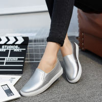 2021 Spring Women Leather Loafers Ballet White Black Silver Shoes Woman Slip On Loafer Boat Shoes Moccasins Outdoor Travel Shoes