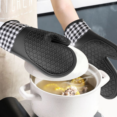 ถุงมือเตาอบทนความร้อนได้กันน้ำมีความยืดหยุ่นเตาอบครัวสำหรับอุปกรณ์ครัว