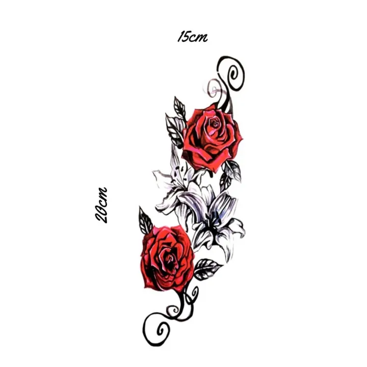 Idealhere Women Waterproof Temporary Rose Flower Lilies Body Arm Leg Tattoo  Stickers | Lazada Ph