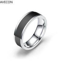 A Vecon 4/6มิลลิเมตร Cincin ไทเทเนียมอีพ็อกซี่สีดำและสีขาวสแตนเลสแหวนผู้ชายผู้หญิงแหวนคู่เครื่องประดับแฟชั่น