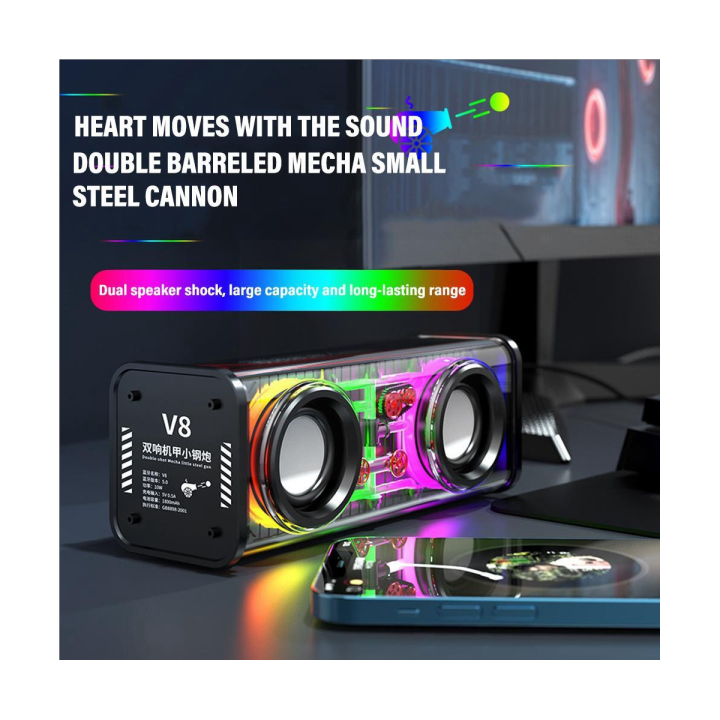 v8-transparent-bluetooth-speakers-rgb-light-wireless-outdoor-sports-bluetooth-audio-tws-subwoofer-speaker