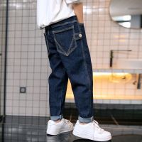 [COD] Boys plus fleece 2022 autumn and winter new middle big childrens foreign style trousers handsome loose jeans boys