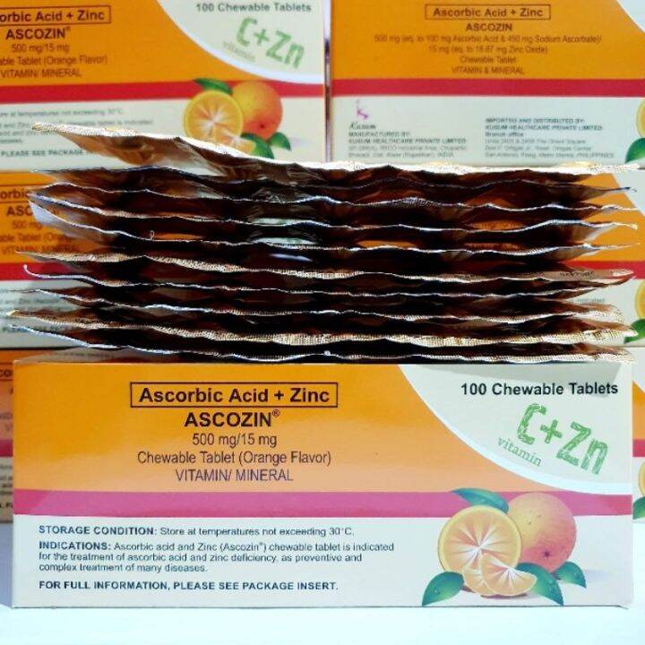 Vitamin C Plus ZINC Chewable Tablet (ASCOZIN 500mg/15mg) Lazada PH