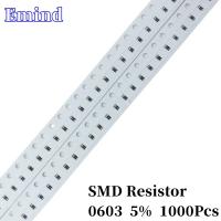 1000ชิ้น0603ตัวต้านทาน Smd 5% 100r 120 150 240 330 360 430 470 510 820ohm 680 1K 10 22 33 36 43 47 51 56 68 75 82K 1 2.2 3.3เมตร