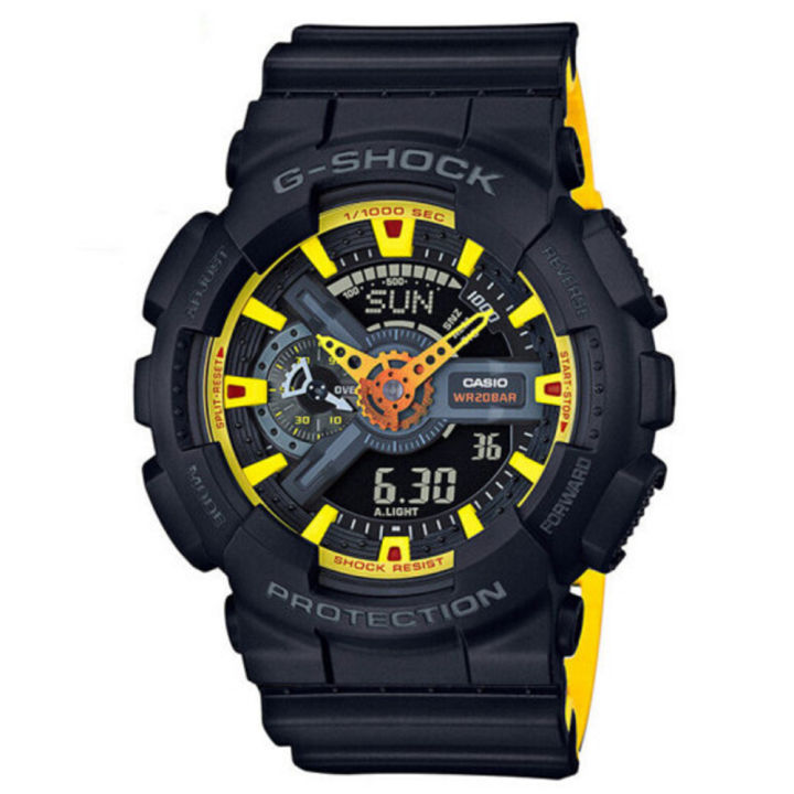 นาฬิกากีฬาผู้ชาย-g-shock-ga110-ต้นฉบับ-แสดงเวลาคู่-กันน้ำได้ถึง-200-เมตร-กันกระแทกได้-โลกเวลา-แสง-led-อัตโนมัติ-รับประกัน-4-ปี-ga-110by-1a-ใหม่แท้