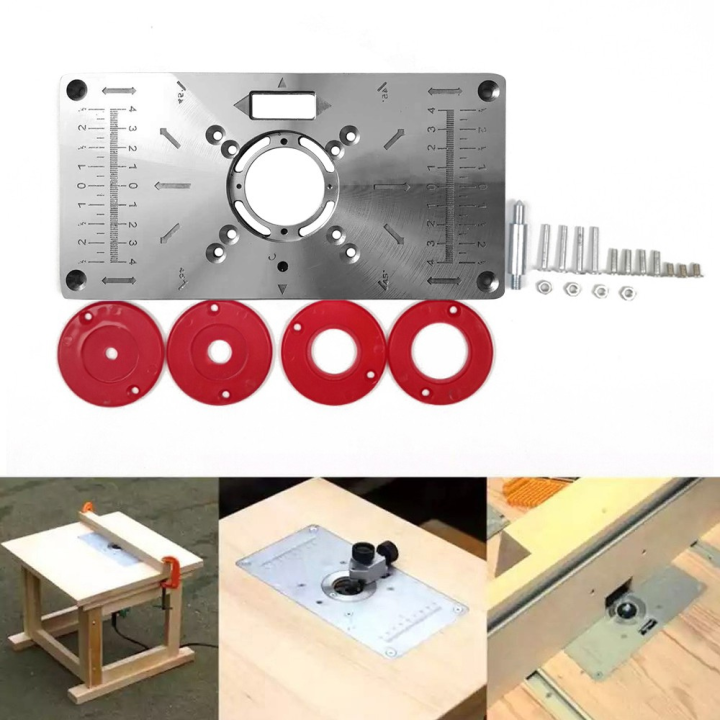 แผ่นประกอบทริมเมอร์กับโต๊ะ-ทริมเมอร์-multifunctional-router-table-insert-plate-woodworking-benches-aluminium-wood-router-trimmer-ทริมเมอร์งานไม้-bench-อลูมิเนียม-router-ใส่แผ่น