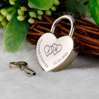 Customized Initials Padlock Key Valentines Day Love Lock Personalized Couple Keychain Key and Lock Fashion Jewelry Couple Gifts Key Chains