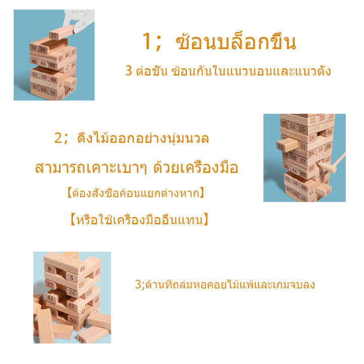 เกมจังก้า-ตัวต่อไม้ตึกถล่ม-54-ชิ้น-พร้อมลูกเต๋า-4ลูก-ของเล่นไม้-งานไม้-เกมส์ต่อตึก-ต่อตึก-ตึกถล่ม-บล็อกของเล่น-ตัวต่อไม