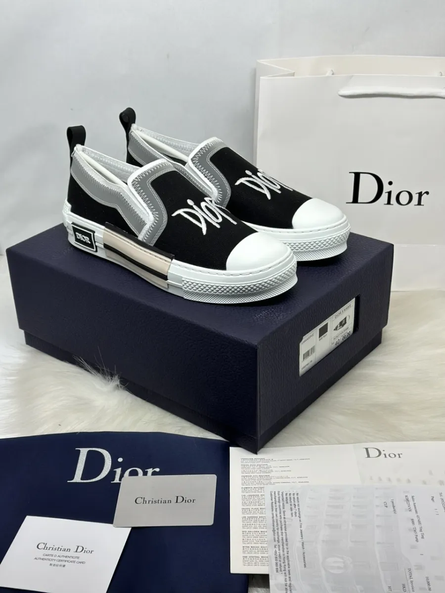 Dior Silver Leather and Glitter Dior Happy Floral Slip On Sneakers Size 36  Dior  TLC