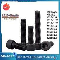 ✟❒ 12.9Grade Fine Thread Socket Screws Hex Hexagon Cap Screws Allen Bolts M6x0.75 M8x1 M10x1 M10x1 M10x1.25 M12x1.25 M12x1.5M14x1.5