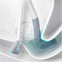 Silicone Toilet Brush Breathable Golf Toilet Cleaner Brush Set Water Leak Proof Flat Head Flexible Soft Bristles Toilet Brush