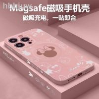 เคสซิลิโคนกันกระแทกลาย Magsafe Apple 14เคสโทรศัพท์มือถือตัวดูดแม่เหล็ก iPhone,13pro เคสป้องกันแบบรวมทุกอย่างขนาด11นิ้วมิกกี้