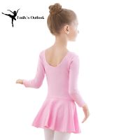 ◇❡◄ Skirted Leotards Girls Short Long Sleeve Dress for Ballet Dance Ballerina Outfit Gymnastics Clothes Class Cotton U Back Princess