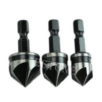 【❖New Hot❖】 VGHHN SHOP 3Pc 12Mm 16Mm 19Mm Countersink ชุดหัวเจาะ1/4 "บิต Chamfer พลาสติกไม้ก้านหกเหลี่ยม