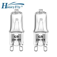 Honeyfly หลอดไฟฮาโลเจนหรี่แสงได้ใน G9 220V 42W 28W + C หลอดฮาโลเจนใสแคปซูลพลังงานควอตซ์สีขาวอบอุ่น10ชิ้น