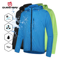 QUESHARK Men Windproof Waterproof Ultralight Cycling Jacket MTB Bicycle Long Sleeve Windbreaker Detachable Hat Bike Coat Jersey