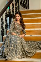 HERITAGE INDIA Grey color gold print with gota patti embroidered yoke