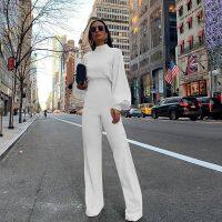 Fashion model shop 2023 Women Fashion Long Sleeve High Waist Solid Color Jumpsuits