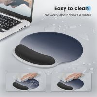 1 PCS Ergonomic Mousepad With Wrist Rest Support With Non- Base Blue&amp;Black Silica Gel Easy-Cleaning For Easy Typing Pain Relief, Mouse Pad For Typist Office