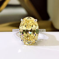 925เงินสเตอร์ลิง9*13มม. คริสตัลสีเหลืองซิทรินสร้าง Moissanite แหวนแต่งงานหมั้นคลาสสิกเครื่องประดับคุณภาพดี