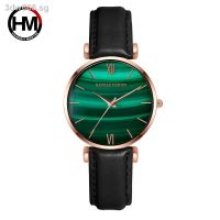 [COD]Malachite Green Dial Face Ladies Lolarose Japanese Quartz Watch Stone Top Layer Leather Strap Waterproof Watch