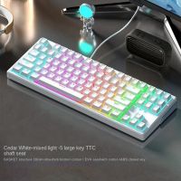 Rgb Three-Mode Wired Mechanical Keyboard White Keyboard 84-Key Hot-Swappable Wired Gaming Keyboard Tea Switch Key Mechanical Keyboard