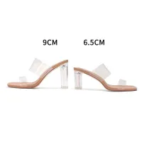 one line with transparent strap super high heel sandals womens thick heel crystal heel y sandals